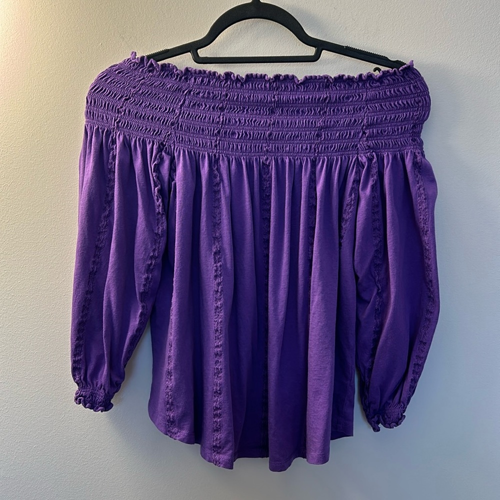 Lauren Ralph‎ Lauren Off Shoulder Purple Top - Size Small